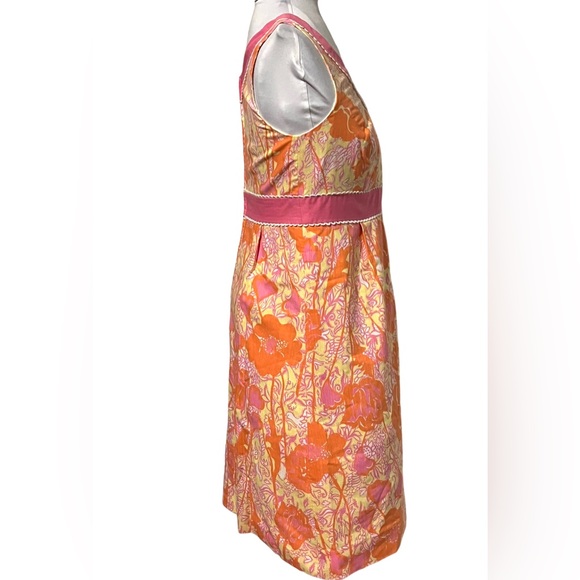 Lily Pulitzer Pink Orange Yellow Floral Shift Dress, Retro, Sleeveless Dress - Picture 4 of 7